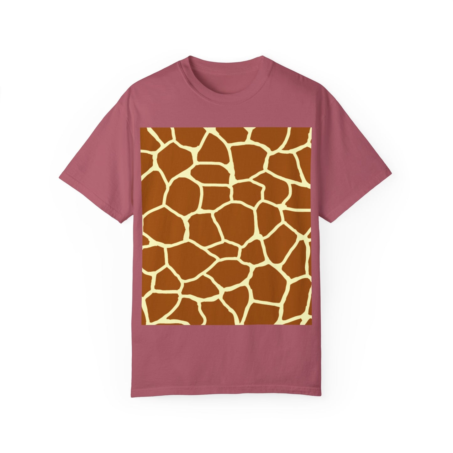 Unisex Giraffe Print Garment-Dyed T-Shirt - Animal Lover Tee