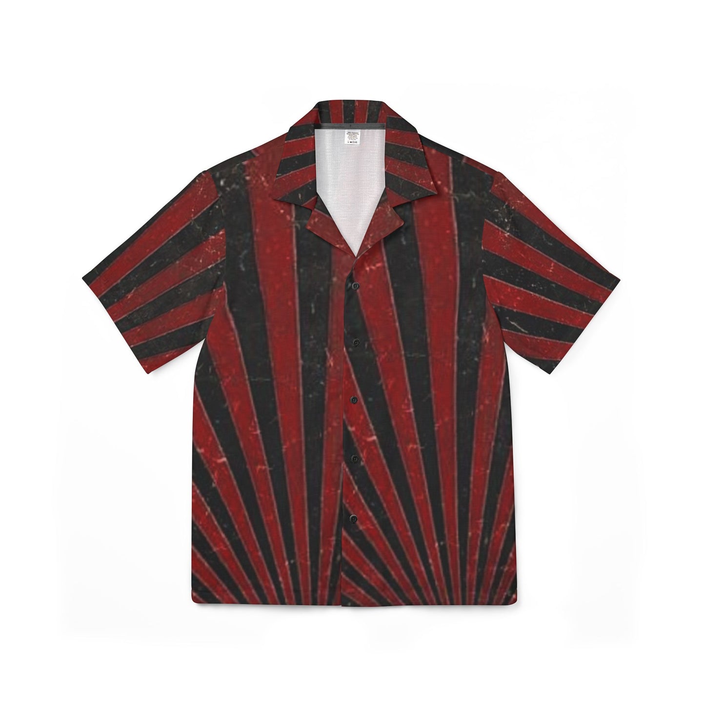 Men's Hawaiian Camp Shirt - Bold Red and Black Striped Design