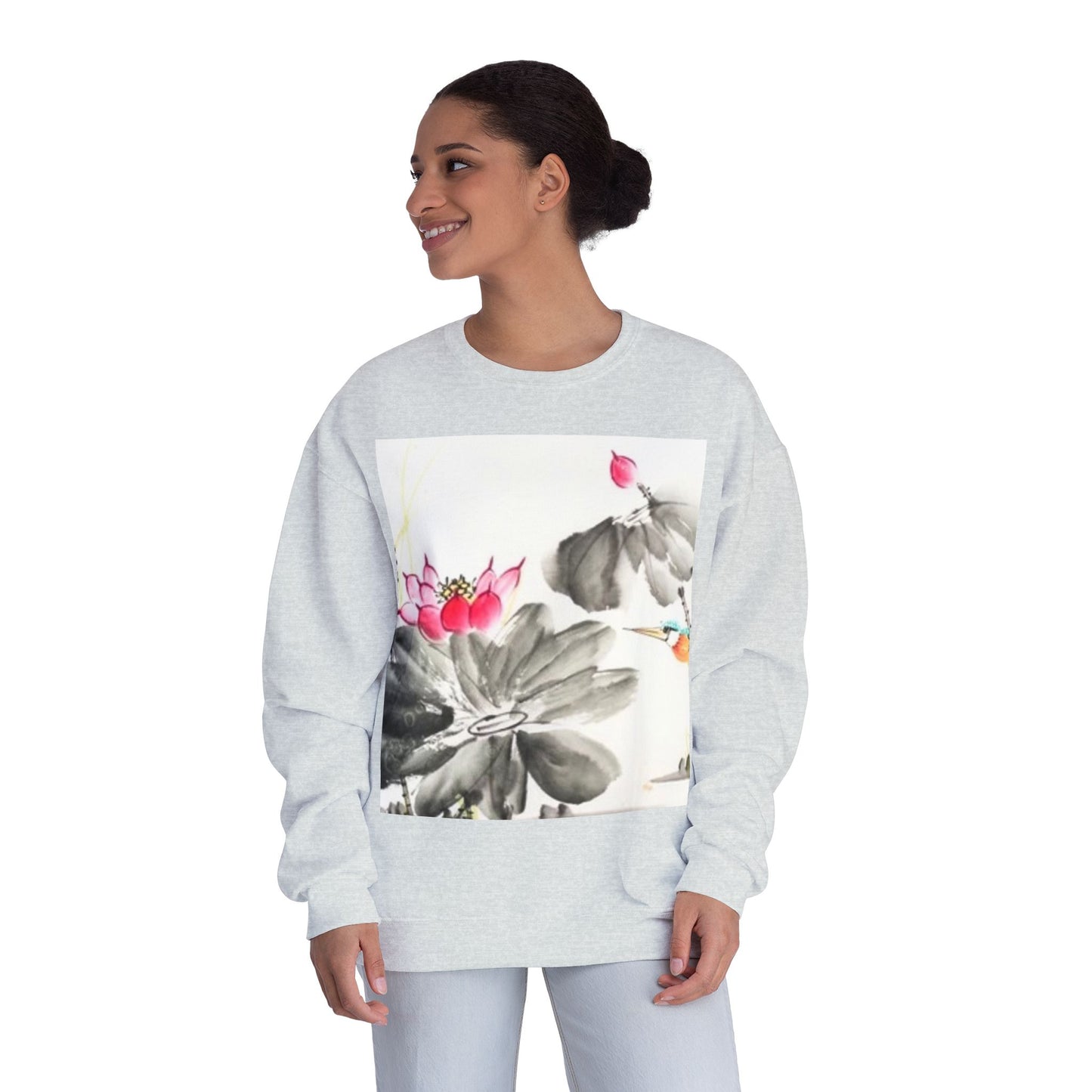 Lotus Blossom Unisex Crewneck Sweatshirt - Cozy Botanical Art Design