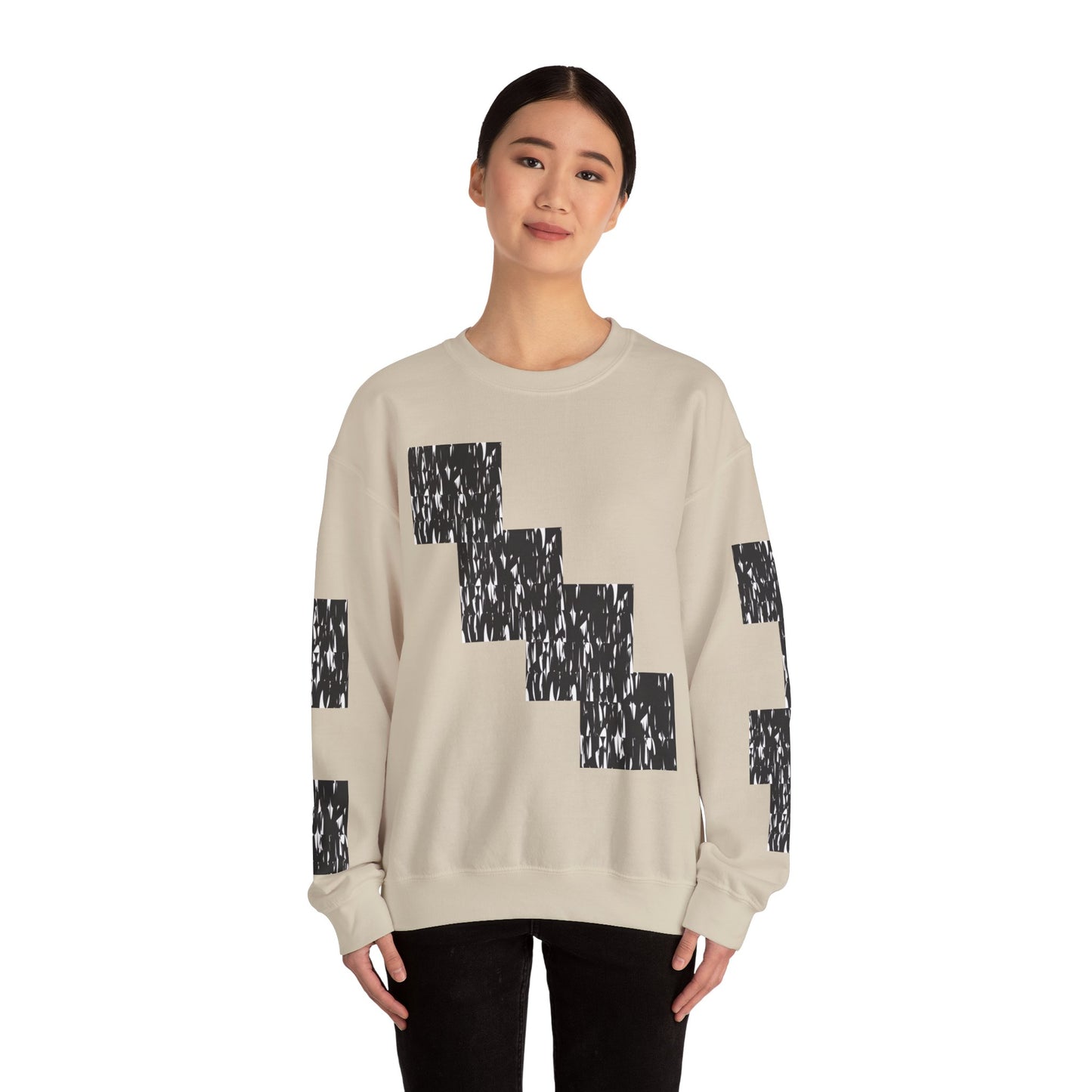 Trendy Graphic Crewneck Sweatshirt | Modern Abstract Black & White Design