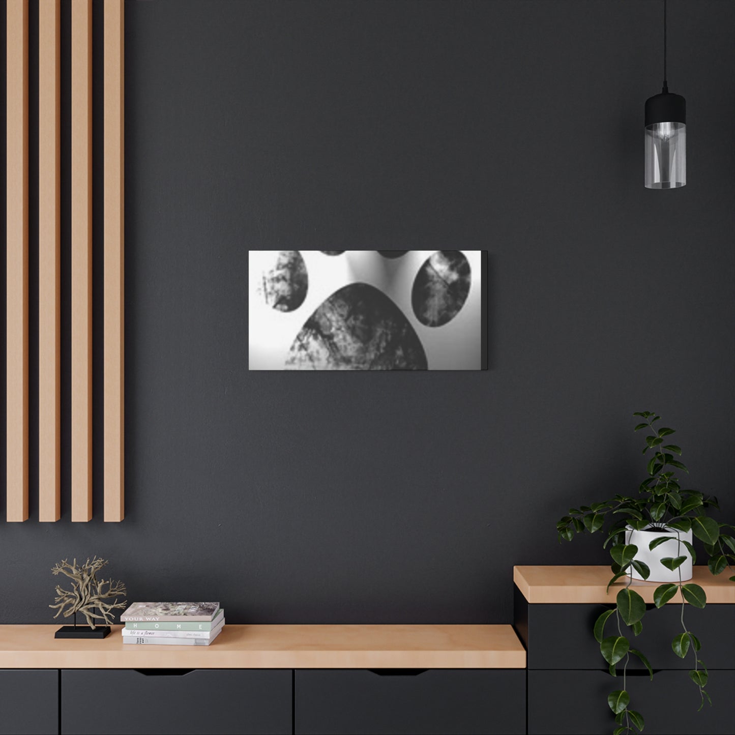 Black Paw Print Canvas Art - Modern Animal Decor for Pet Lovers