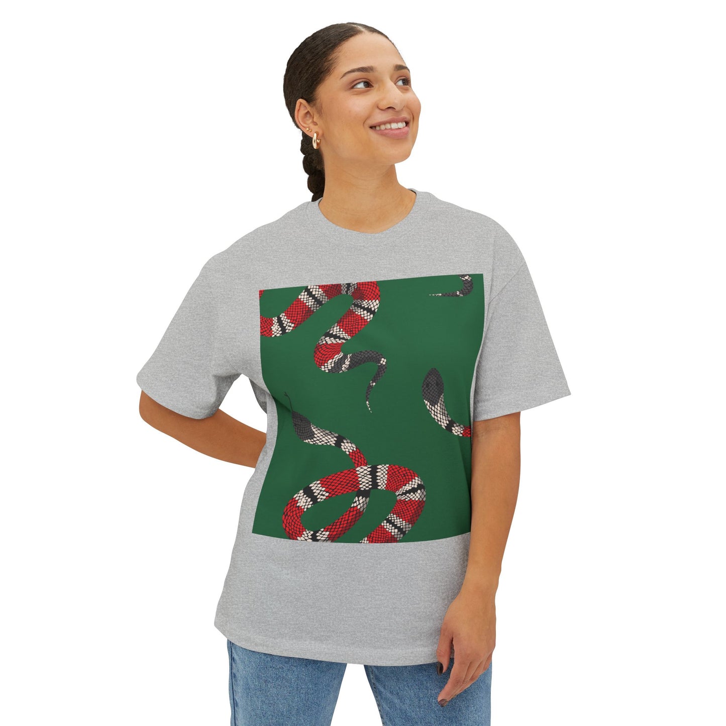 Wildlife Graphic Oversized T-Shirt - Snake & Owl Design