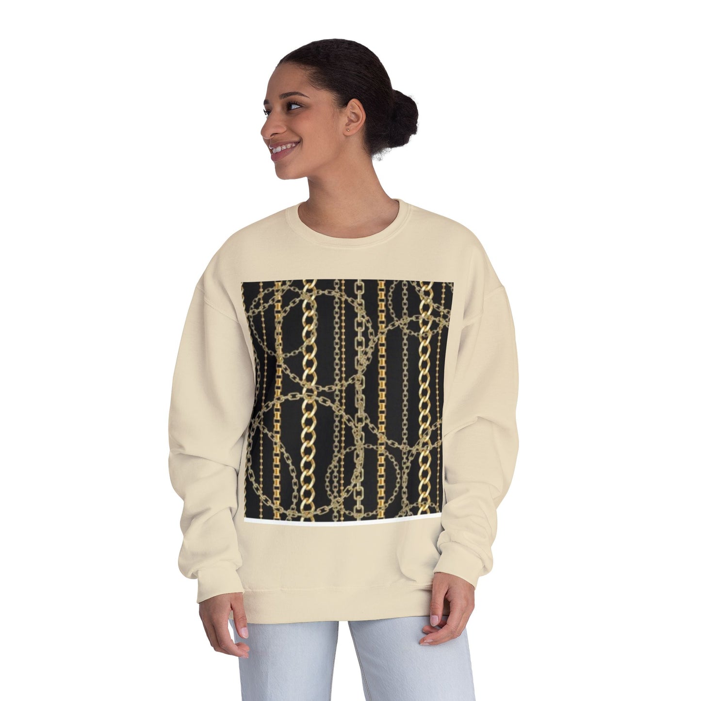 Chic Chain Pattern Unisex Crewneck Sweatshirt - Fashionable & Comfortable