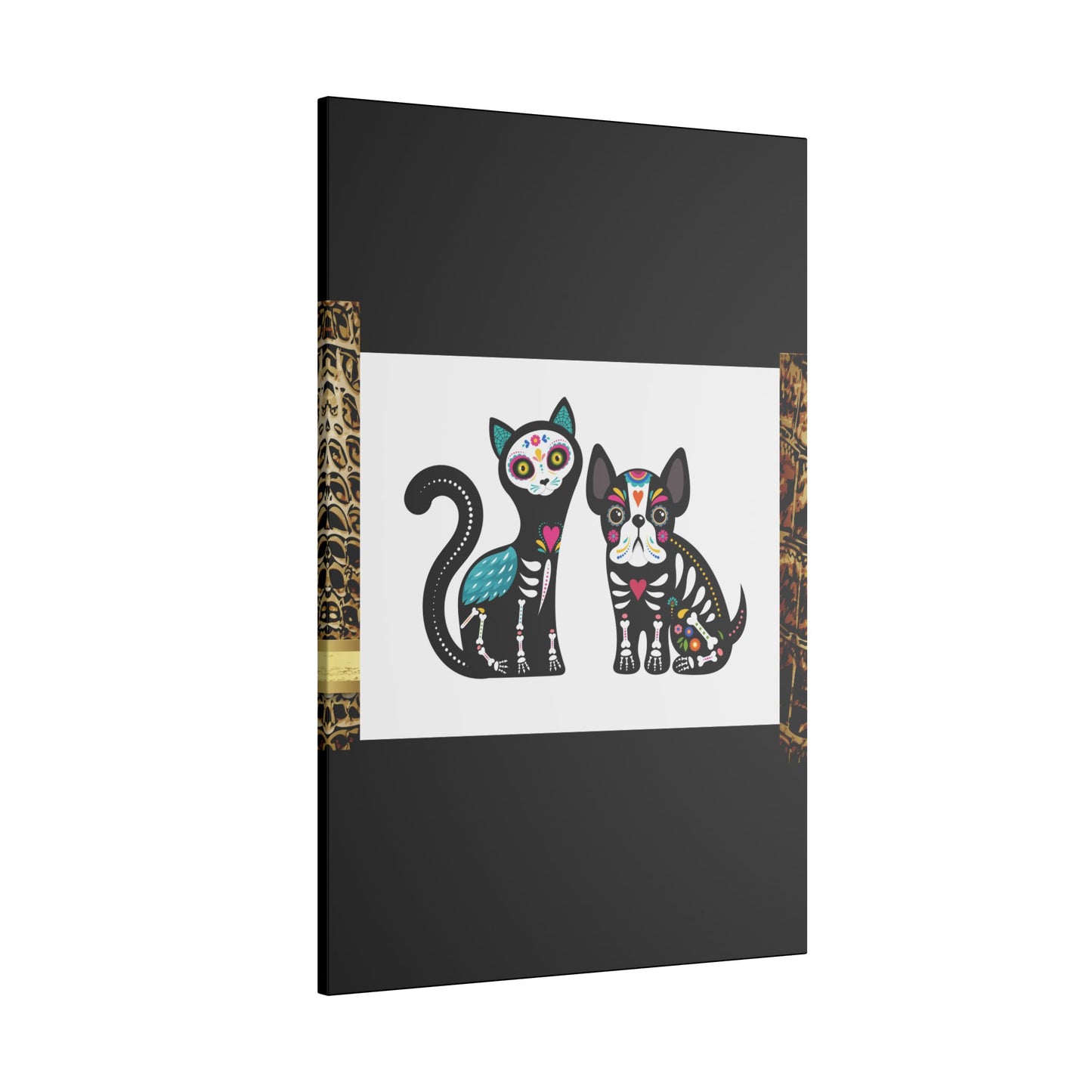 Day of the Dead Pet Canvas Art - Colorful Cat and Dog Wall Decor