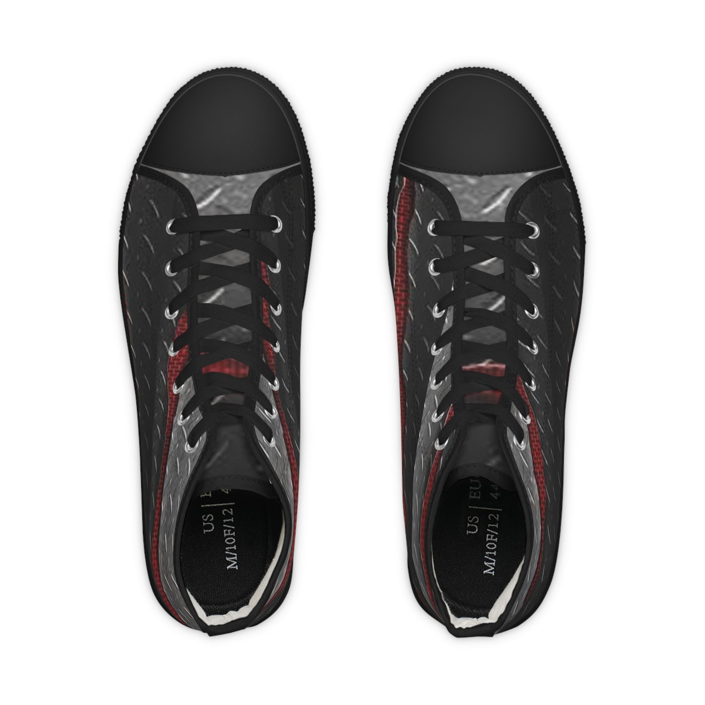 Men's High Top Sneakers - Metallic Diamond Plate Design
