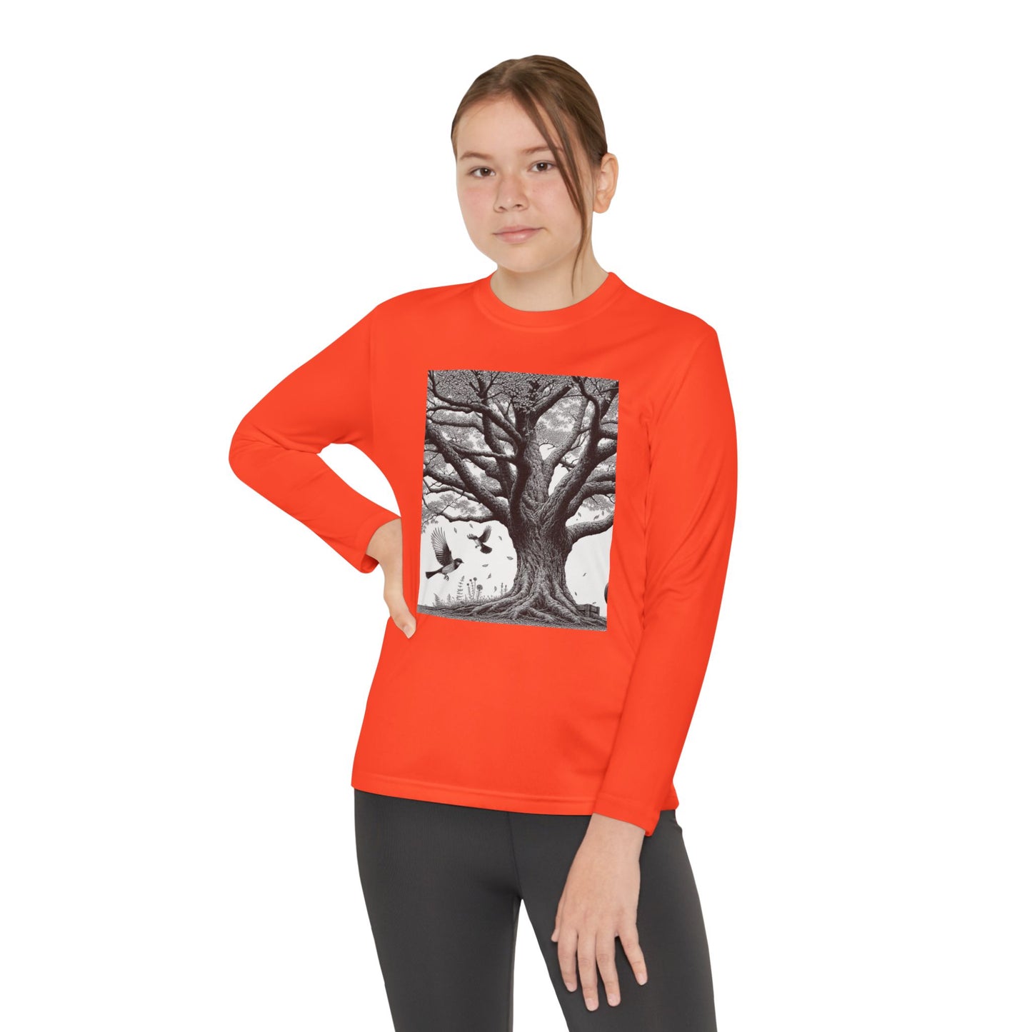 Youth Long Sleeve Tree Graphic Tee - Nature Inspired Design