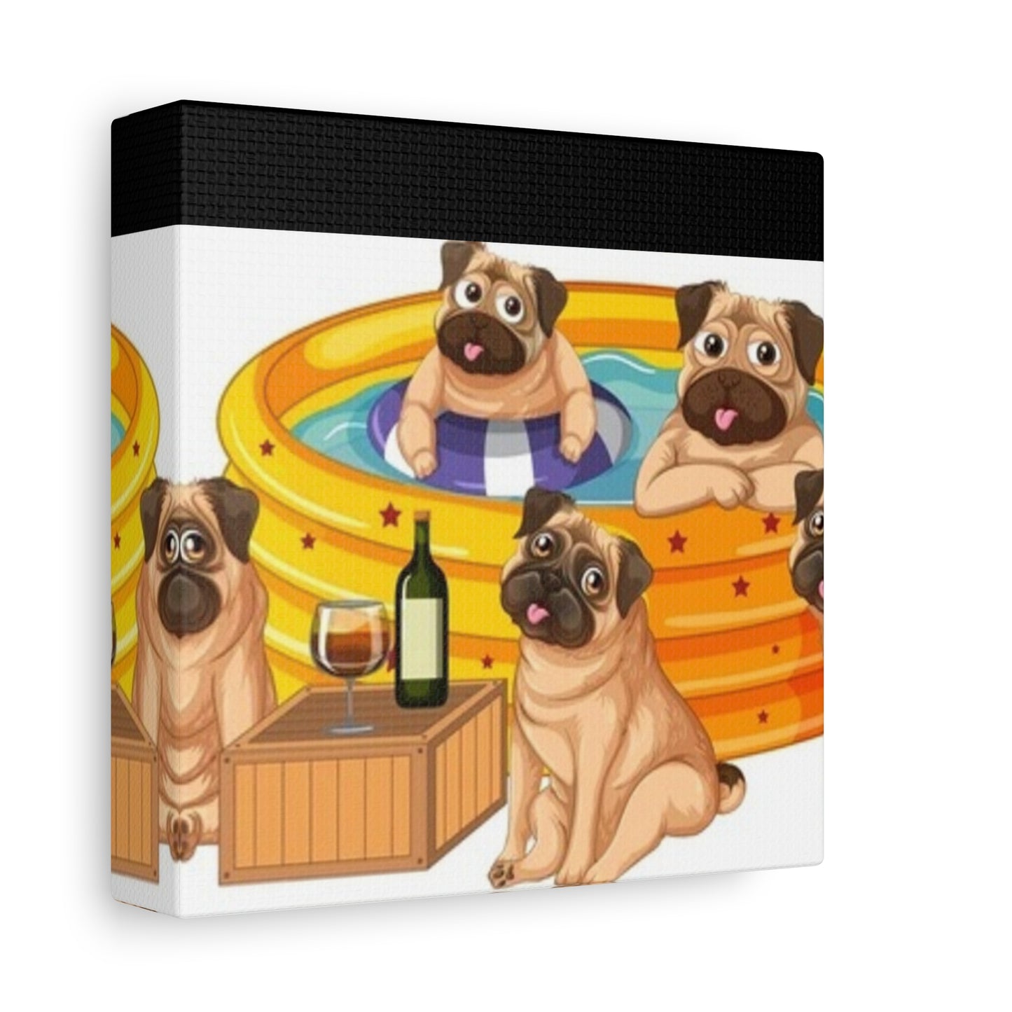 Pug Pool Party Canvas Art - Fun Pet Decor