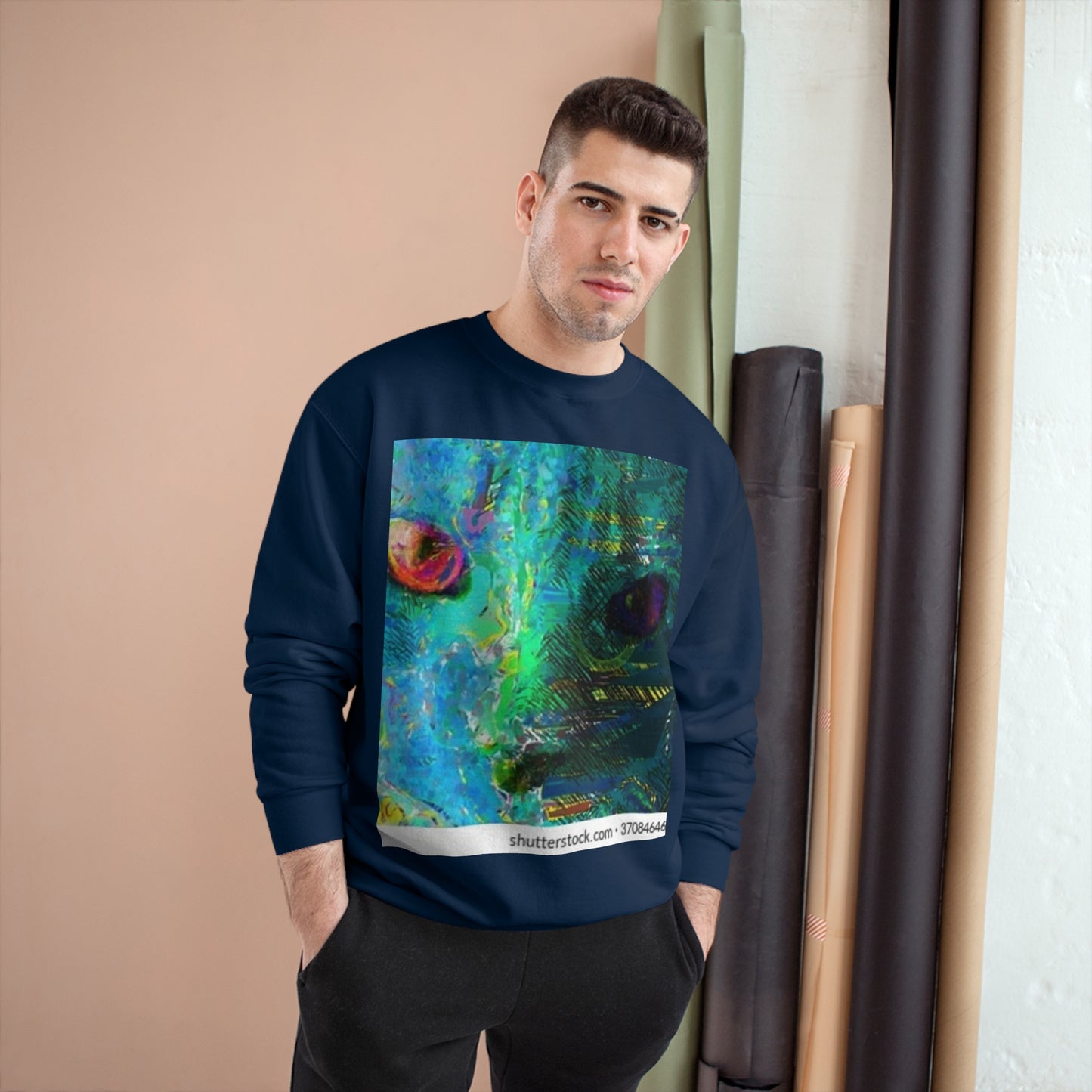 Vibrant Artistic Champion Sweatshirt with Eye Design