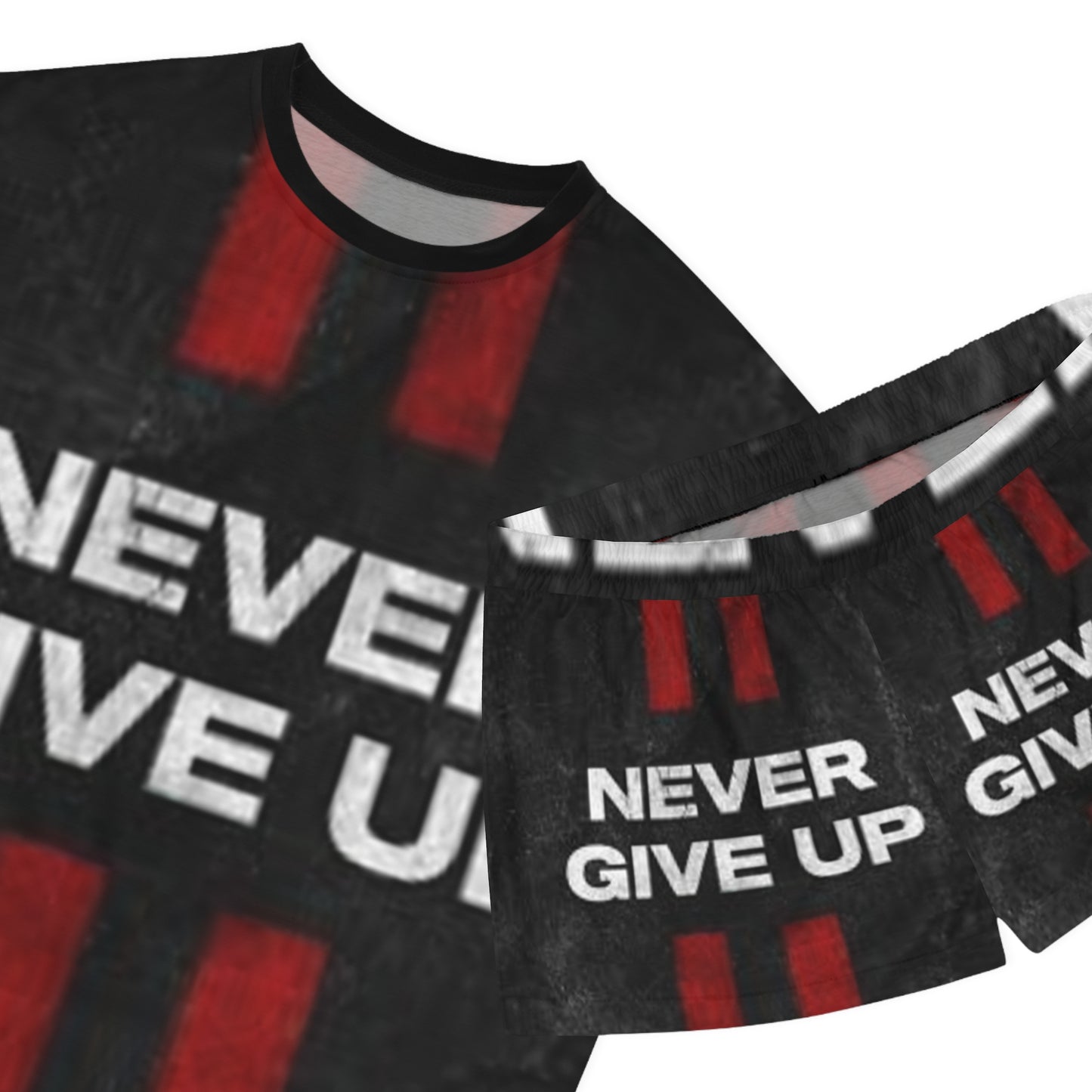 Motivational Women's Short Pajama Set - Never Give Up