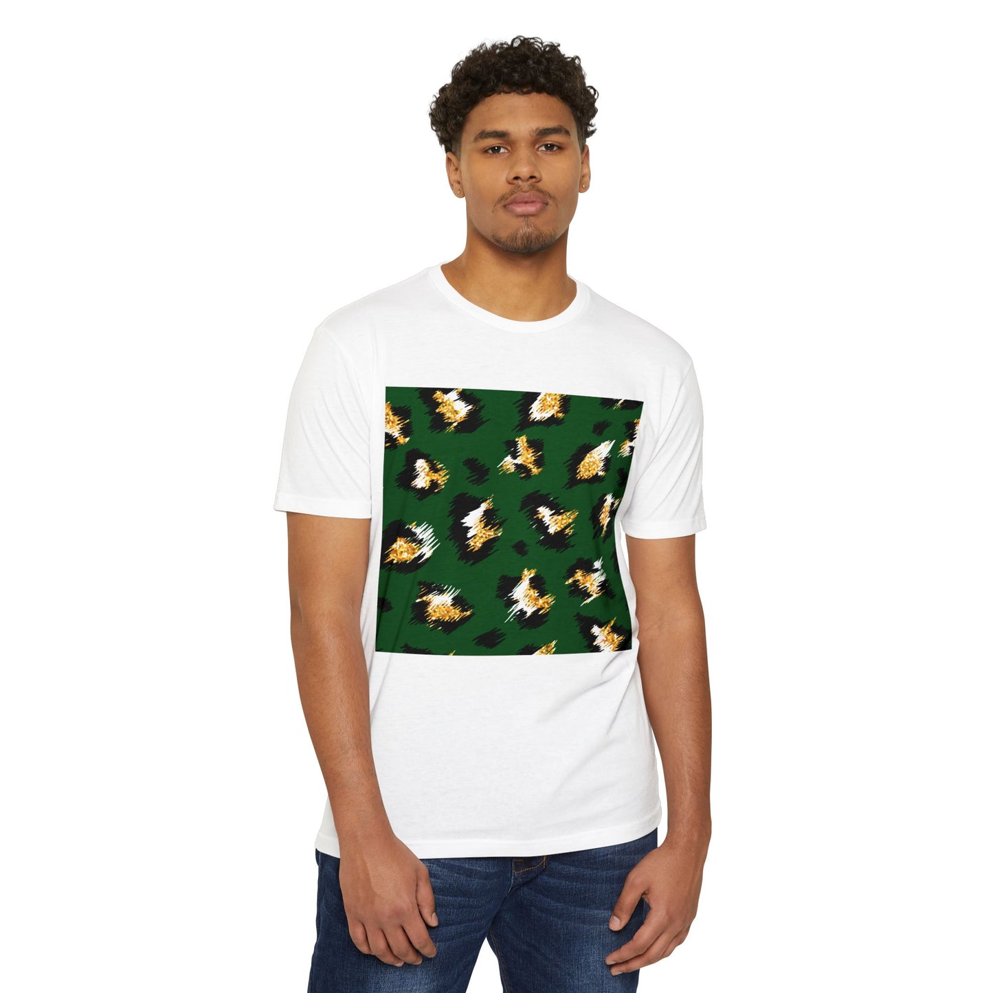 Unisex CVC Jersey T-Shirt - Vibrant Green Animal Print