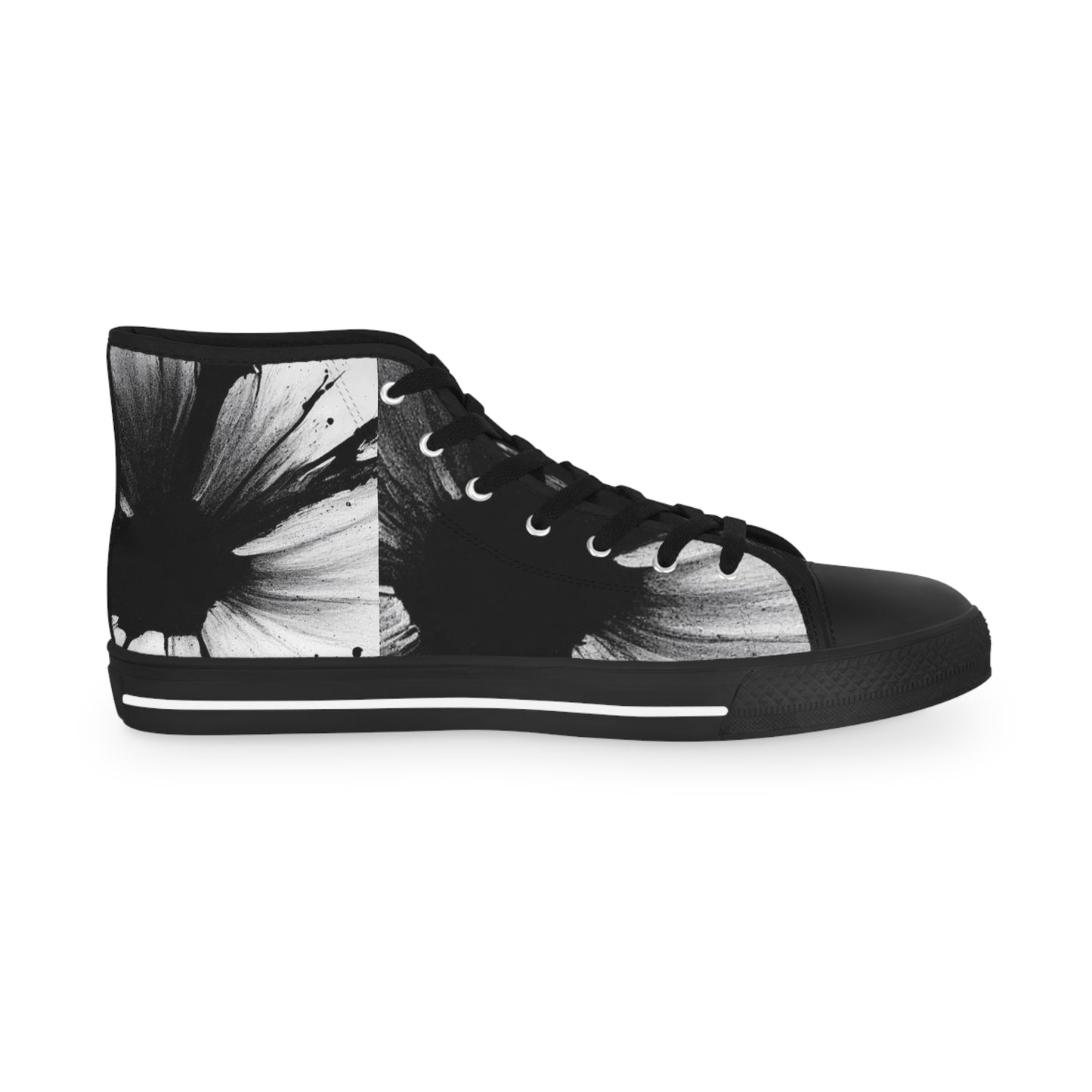 Stylish Black and White High Top Sneakers for Men - Trendy Art-Inspired Footwear