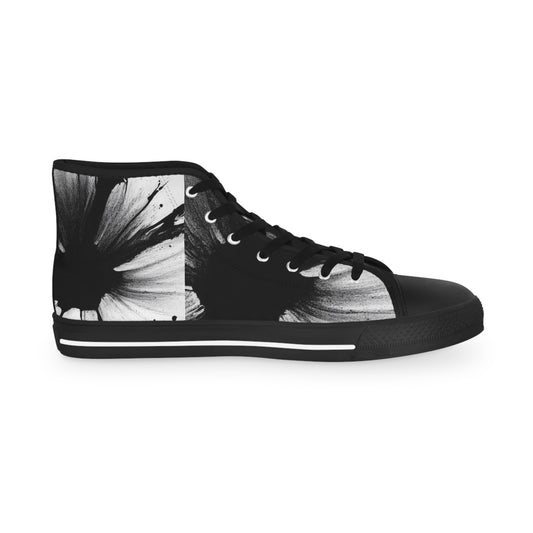 Stylish Black and White High Top Sneakers for Men - Trendy Art-Inspired Footwear