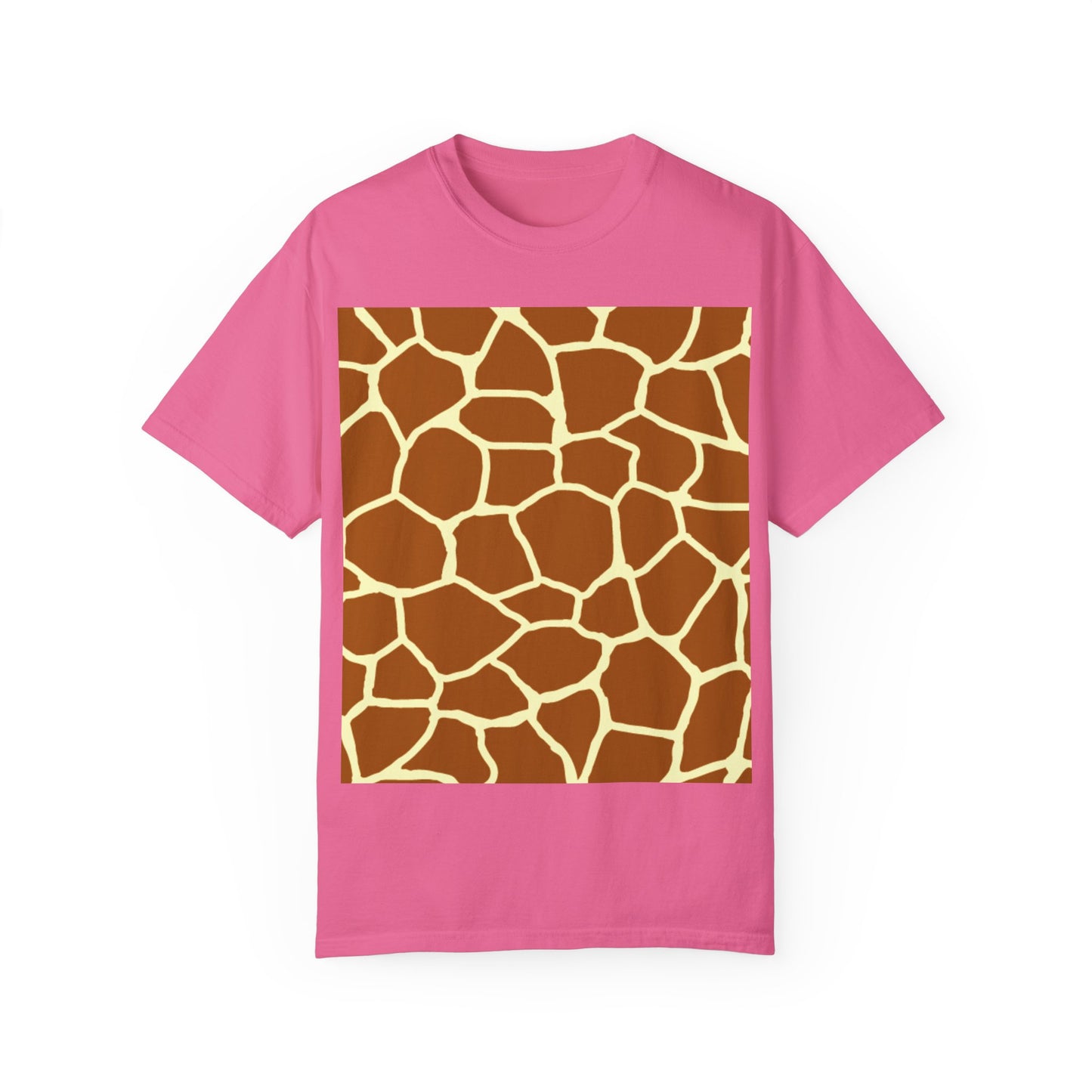 Unisex Giraffe Print Garment-Dyed T-Shirt - Animal Lover Tee
