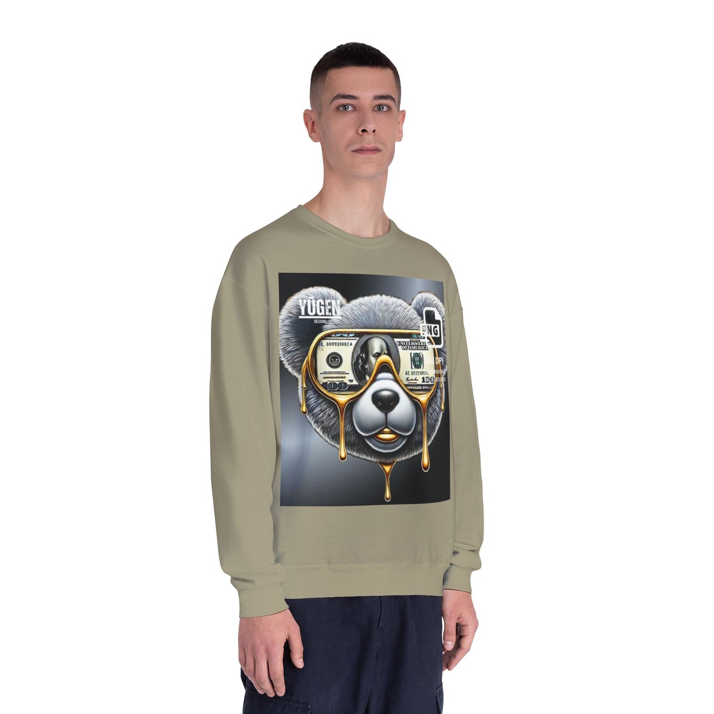 Yūgen Bear Drip Unisex Crewneck Sweatshirt - Cozy Streetwear