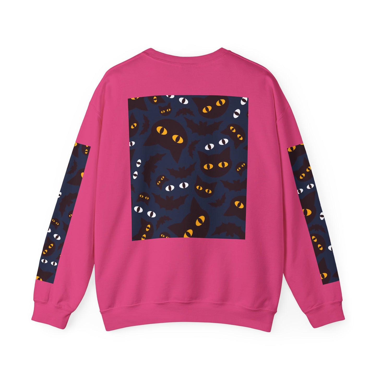 Halloween-Themed Unisex Crewneck Sweatshirt with Spooky Eyes and Bird Design