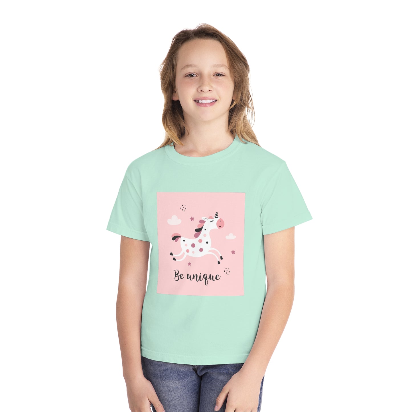 Girls' Unicorn T-Shirt - 'Be Unique' Midweight Tee