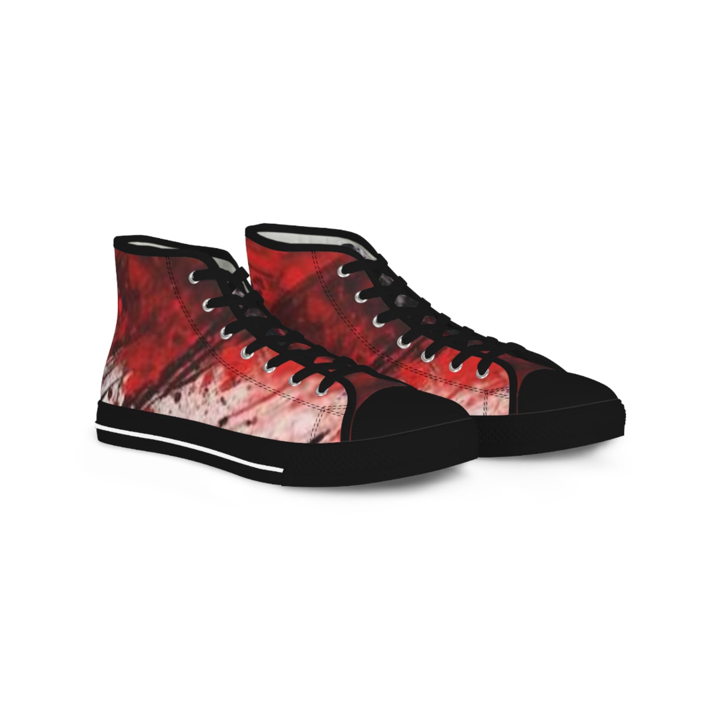 Artistic High Top Sneakers - Bold Red Design for Unique Style