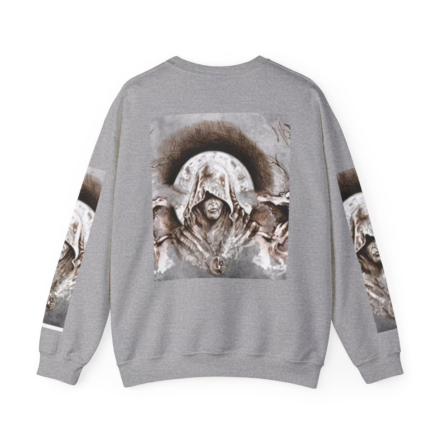 Mystical Hooded Figure Unisex Crewneck Sweatshirt - Fantasy Apparel for Dreamers