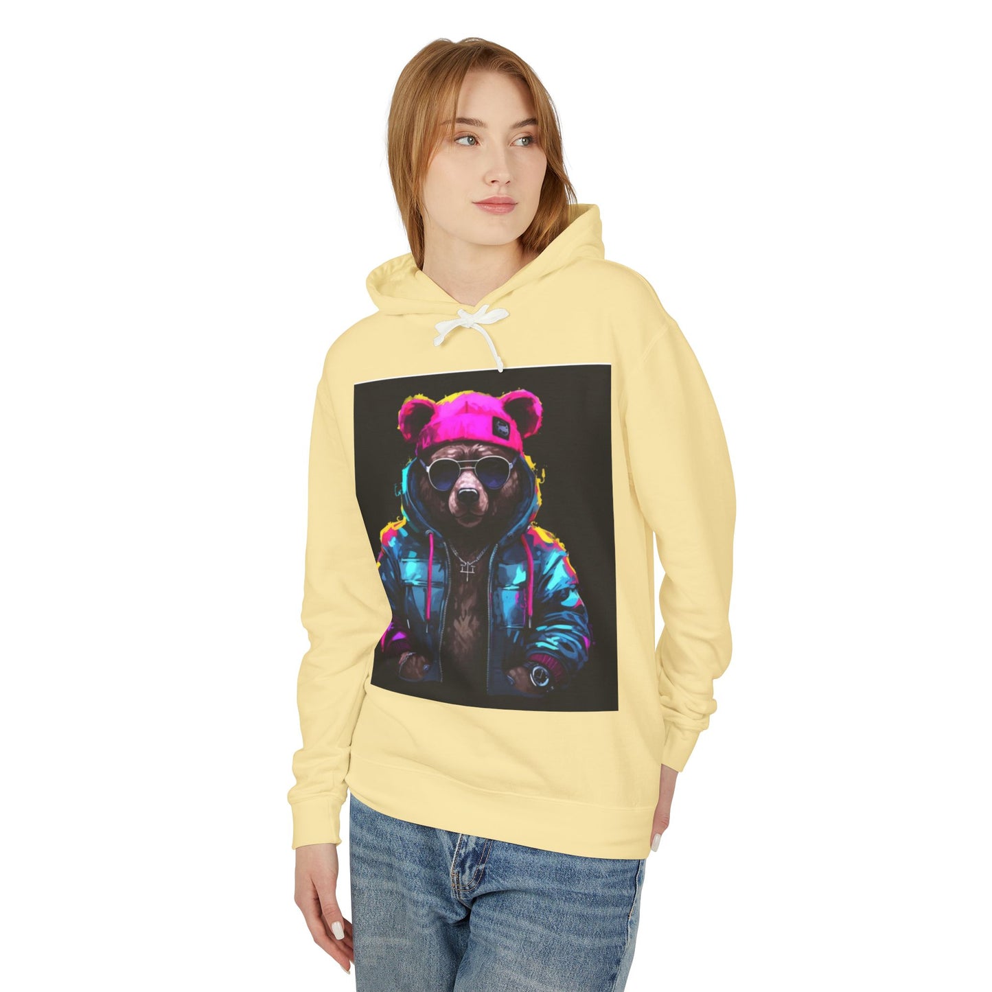 Cool Bear Hoodie - Unisex Lightweight Hooded Sweatshirt with Funky Design