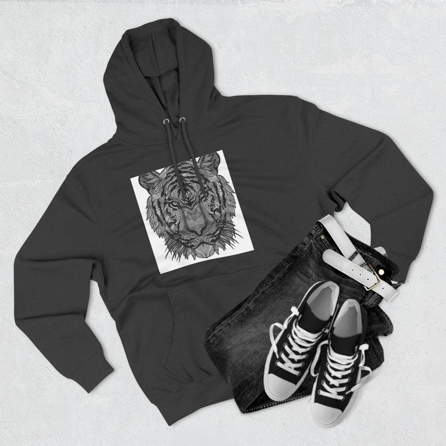 Majestic Tiger Hoodie - Cozy Three-Panel Fleece for Wildlife Lovers