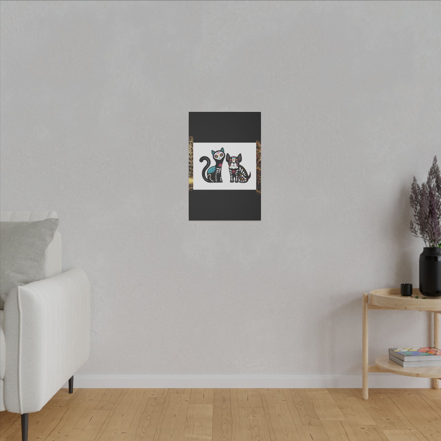 Day of the Dead Pet Canvas Art - Colorful Cat and Dog Wall Decor