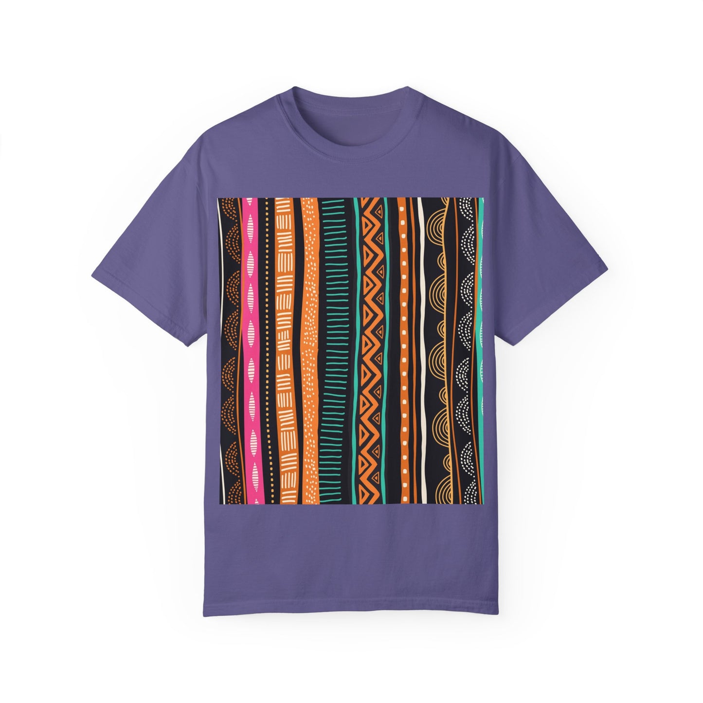 Vibrant Graphic Unisex T-Shirt - Colorful Tribal Stripes Design