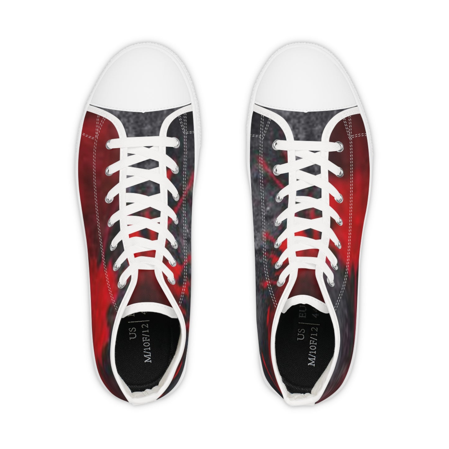Men's High Top Sneakers - Vibrant Red and Black Design
