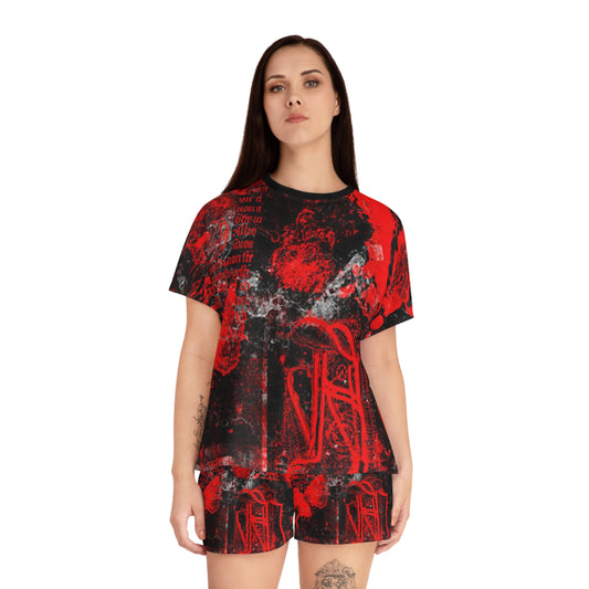 Bold Red Graphic Women's Pajama Set - Cozy & Stylish