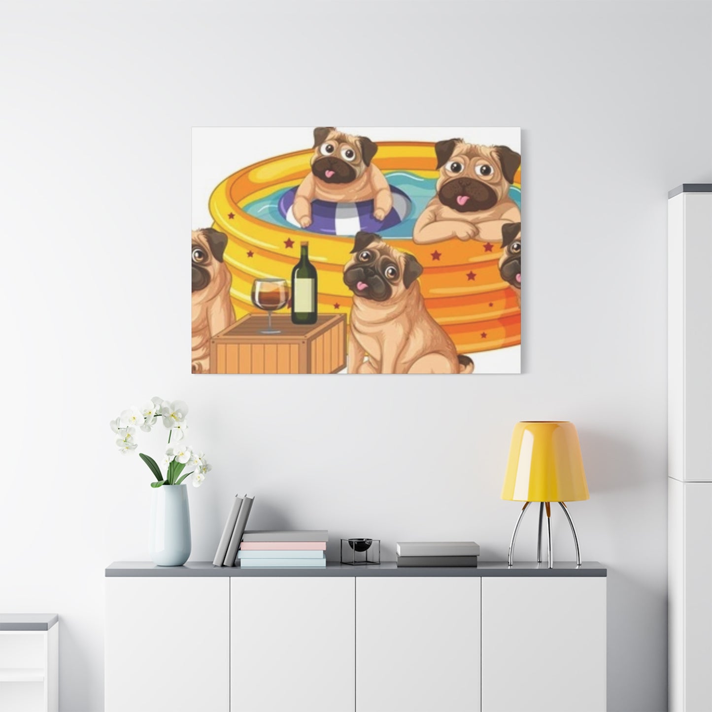 Pug Pool Party Canvas Art - Fun Pet Decor