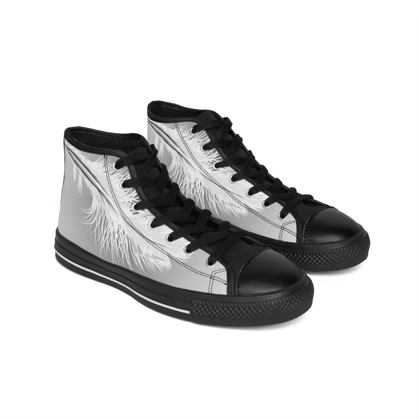 Men's Classic Sneakers with Feather Design - Stylish High-Top Casual Footwear