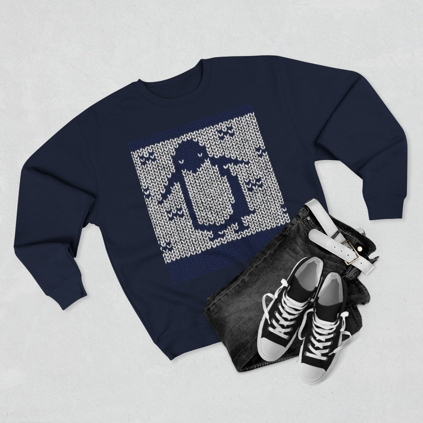 Cozy Penguin Knit Design Unisex Crewneck Sweatshirt