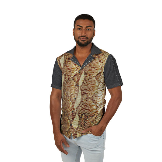 Men's Hawaiian Camp Shirt - Stylish Snake Skin Print for Summer Adventures