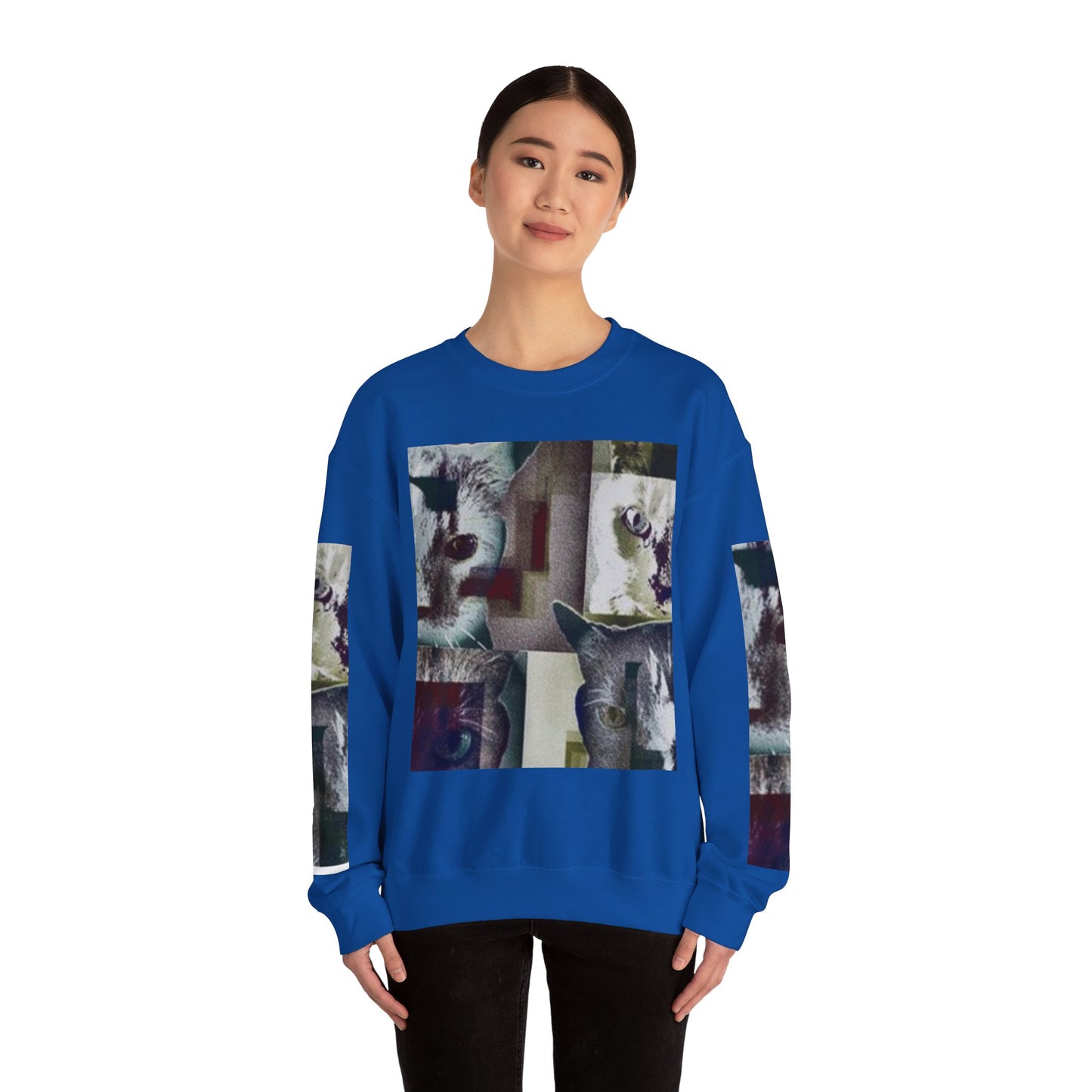 Cozy Cat Lover Crewneck Sweatshirt - Artistic Feline Design