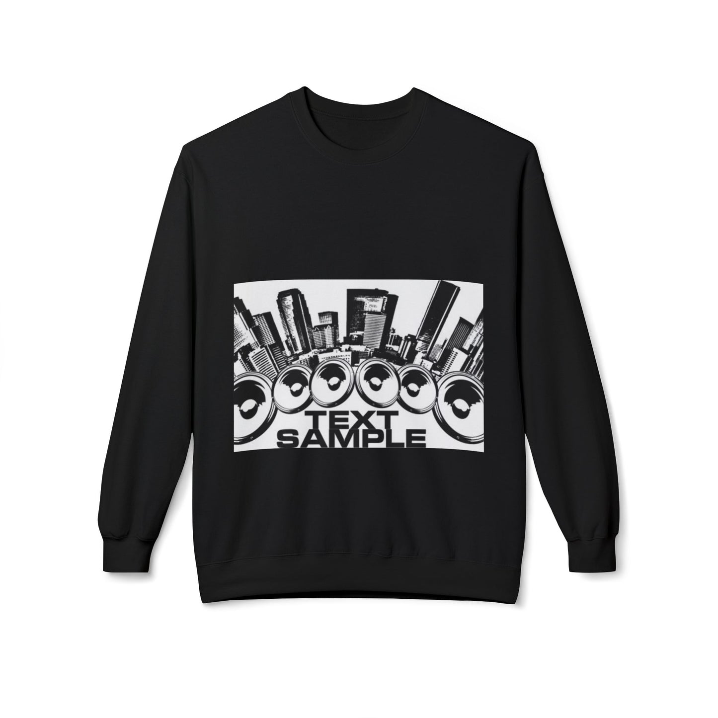 Urban Vibe Sound Wave Crewneck Sweatshirt - Unisex Fleece with Cityscape Design