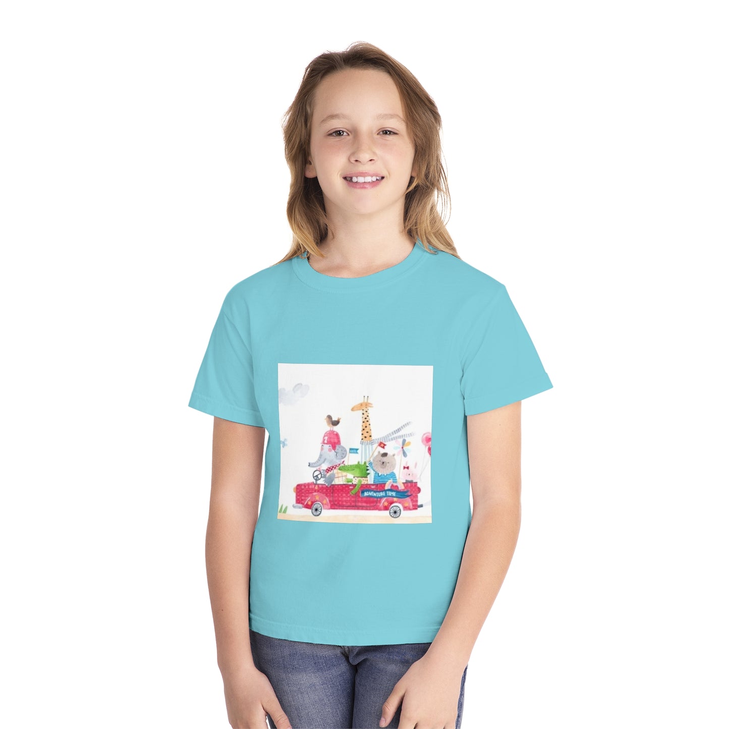 Fun Animal Adventure Youth Midweight Tee - Colorful Kids Tee for Playtime
