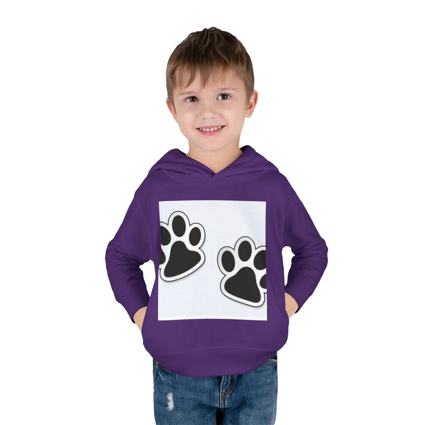 Wildlife Pattern Toddler Pullover Fleece Hoodie - Playful Animal Design for Kids