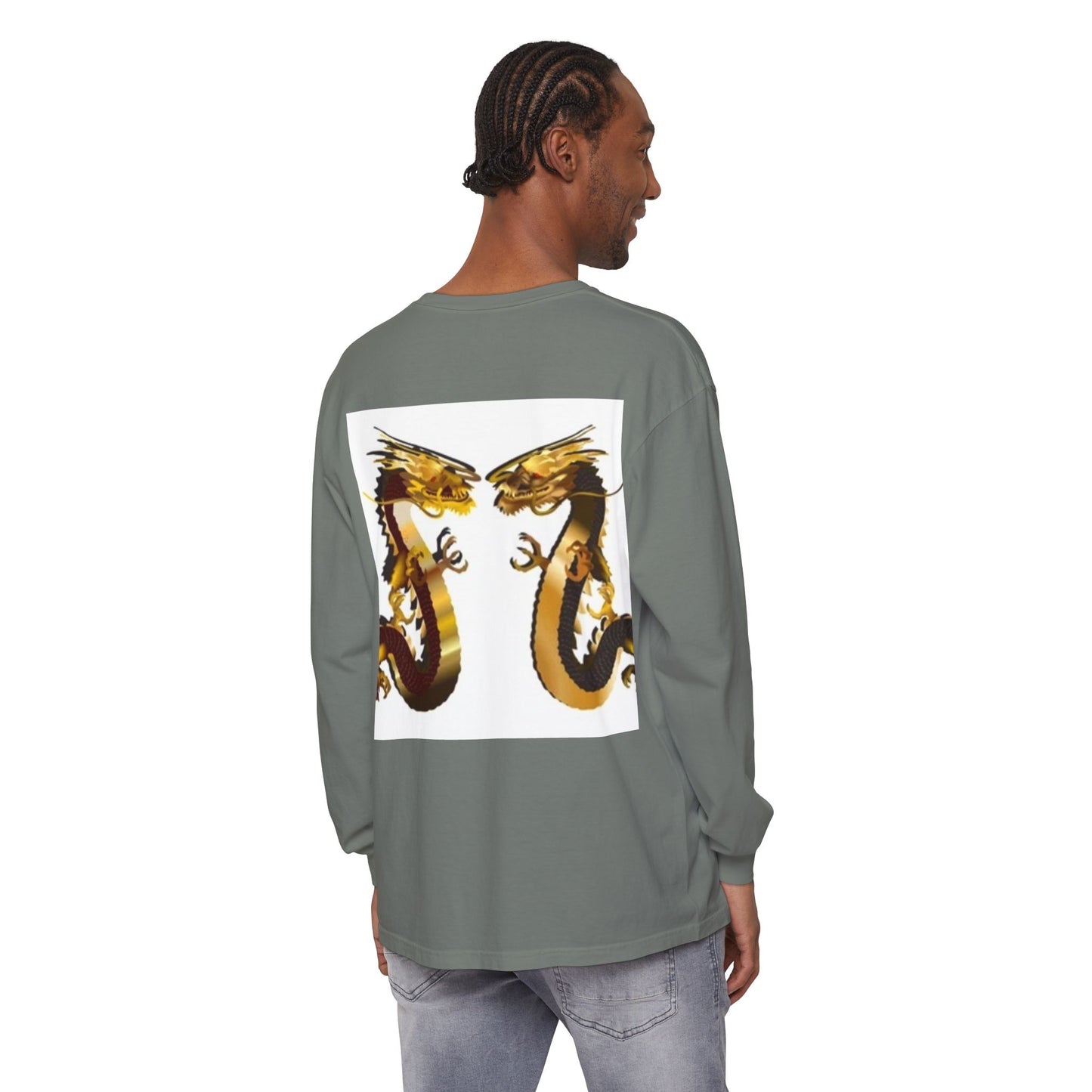 Dragon Duel Unisex Long Sleeve T-Shirt - Garment-Dyed Art Tee