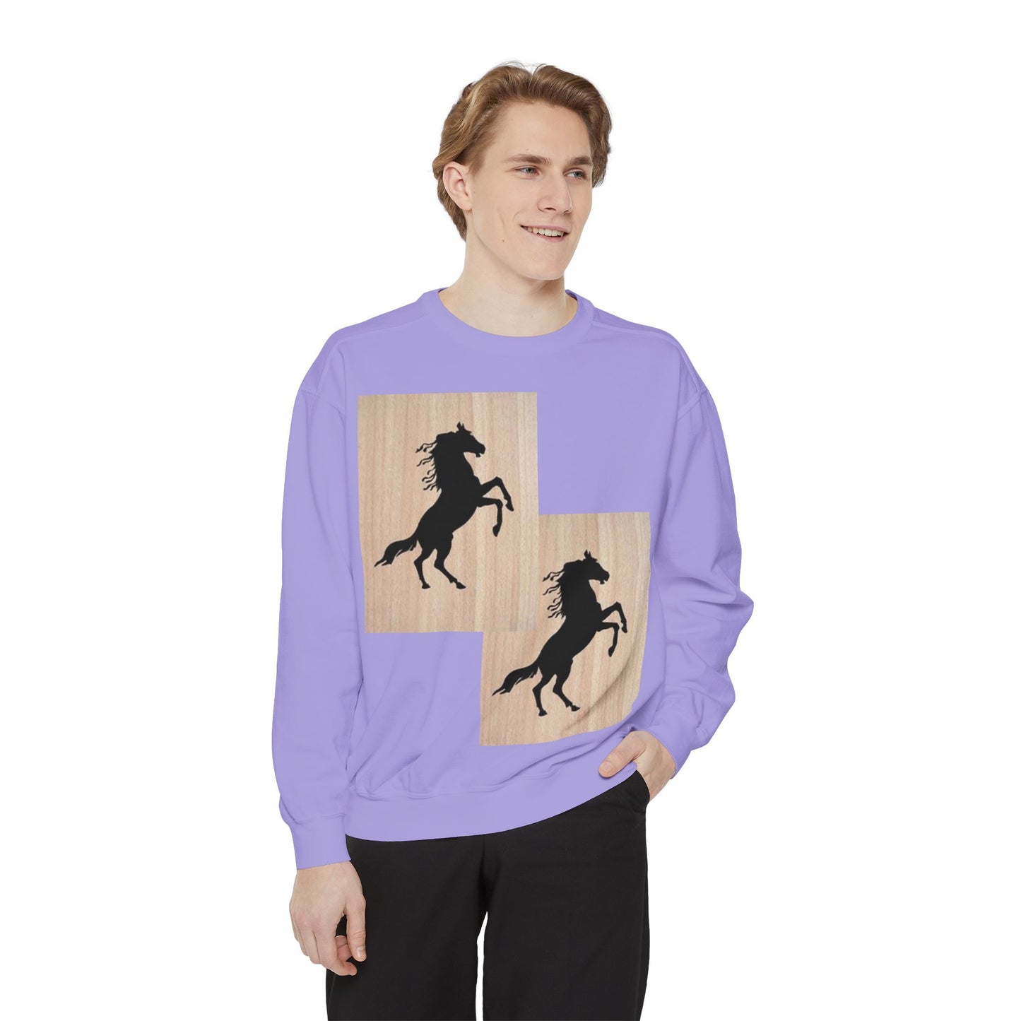 Equestrian Spirit Unisex Garment-Dyed Sweatshirt - Bold Horse Design