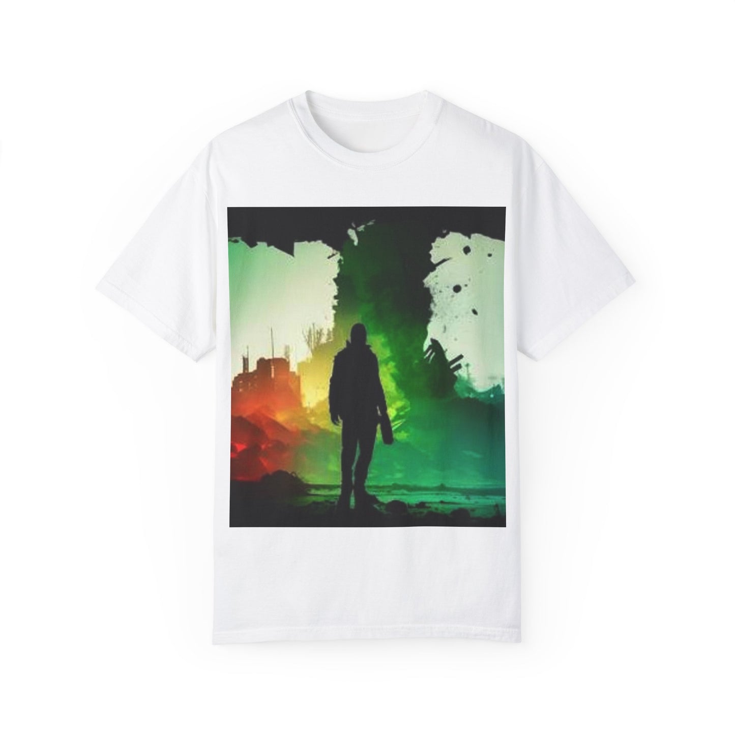 Vintage-Inspired Unisex Garment-Dyed T-Shirt with Artistic Print