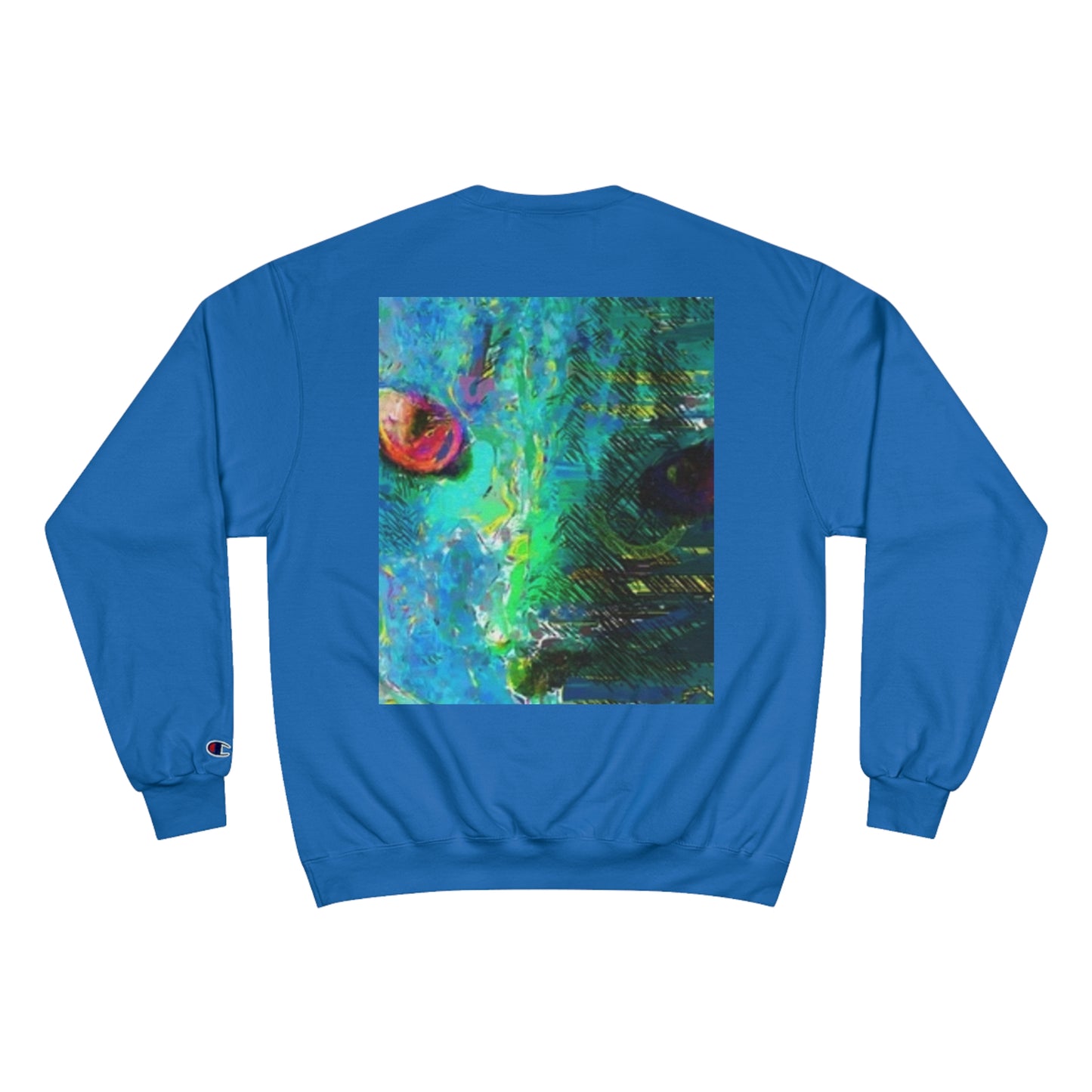 Vibrant Artistic Champion Sweatshirt with Eye Design