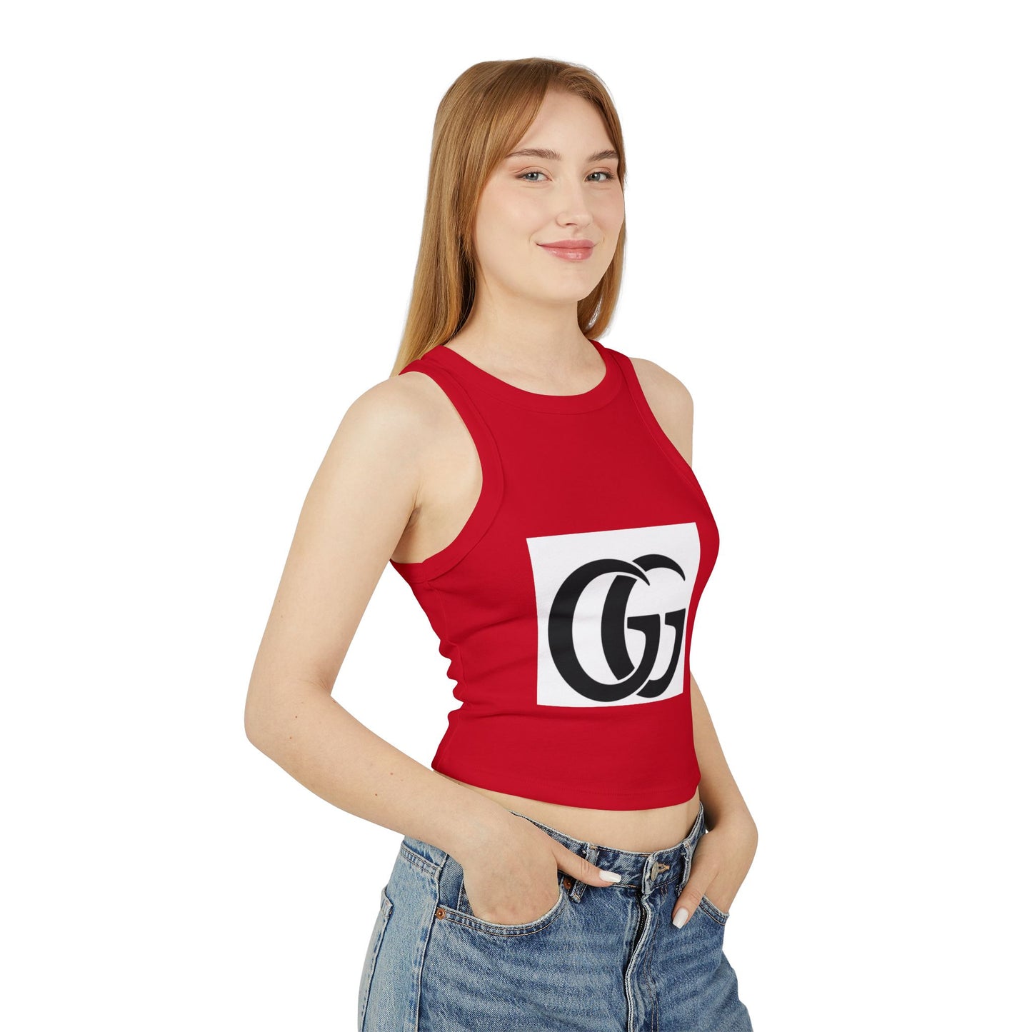 Stylish Women's Micro Rib Racer Tank Top with GG Logo