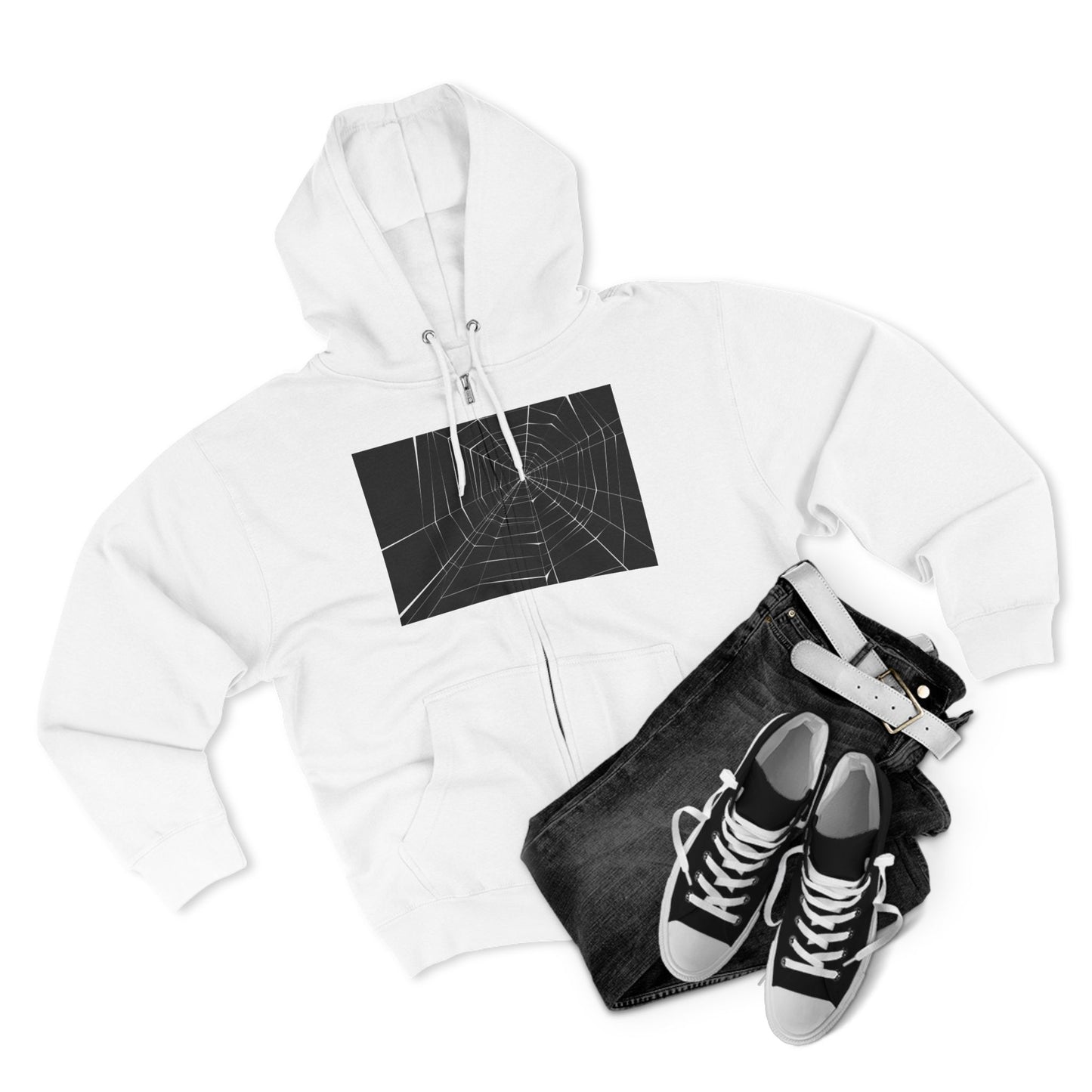 Sleek Spiderweb Unisex Zip Hoodie – Perfect for Halloween or Casual Wear