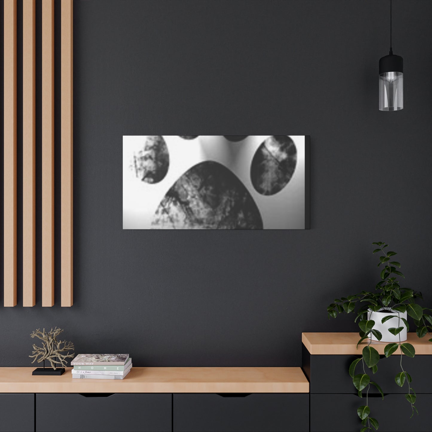 Black Paw Print Canvas Art - Modern Animal Decor for Pet Lovers