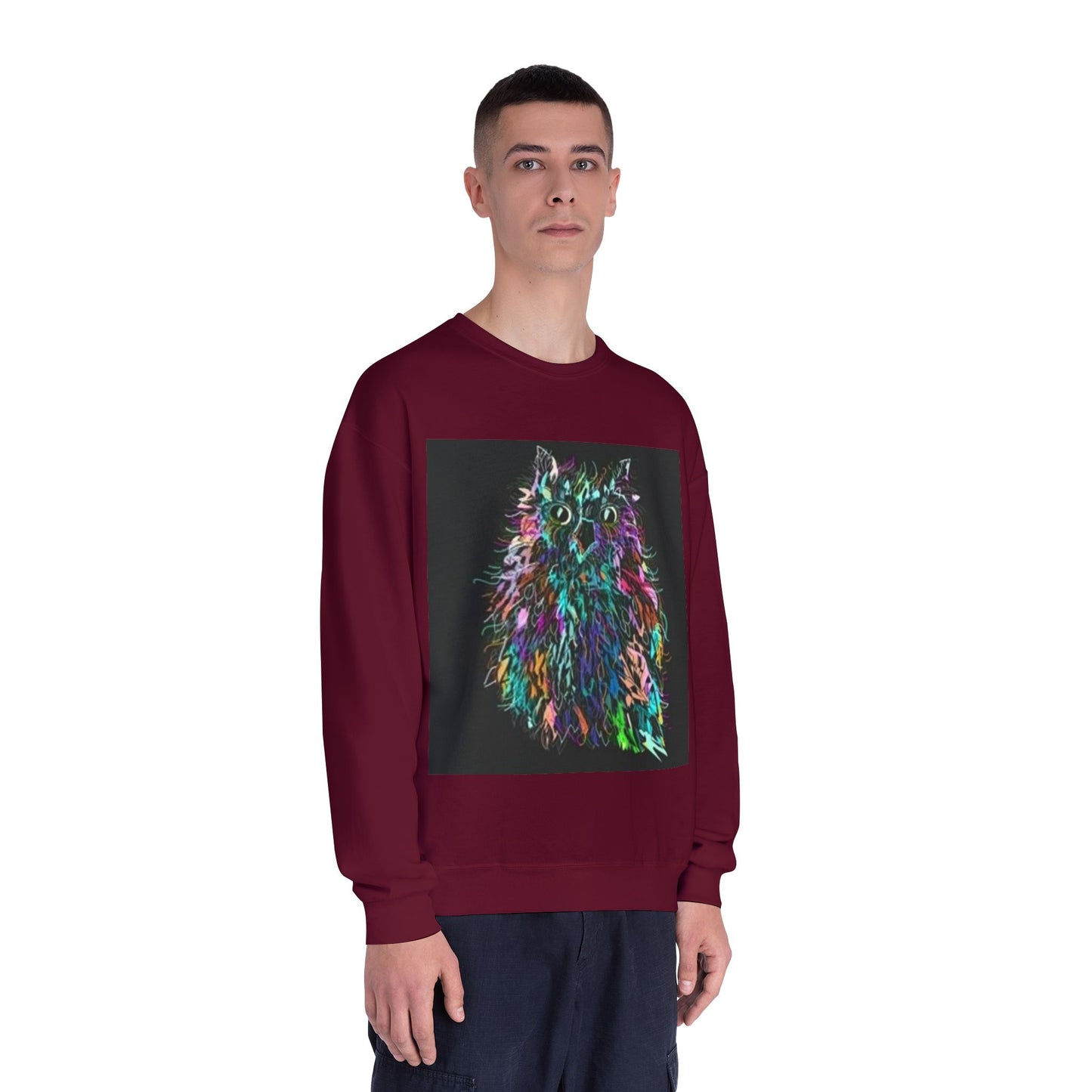Colorful Cat Graphic Unisex Crewneck Sweatshirt