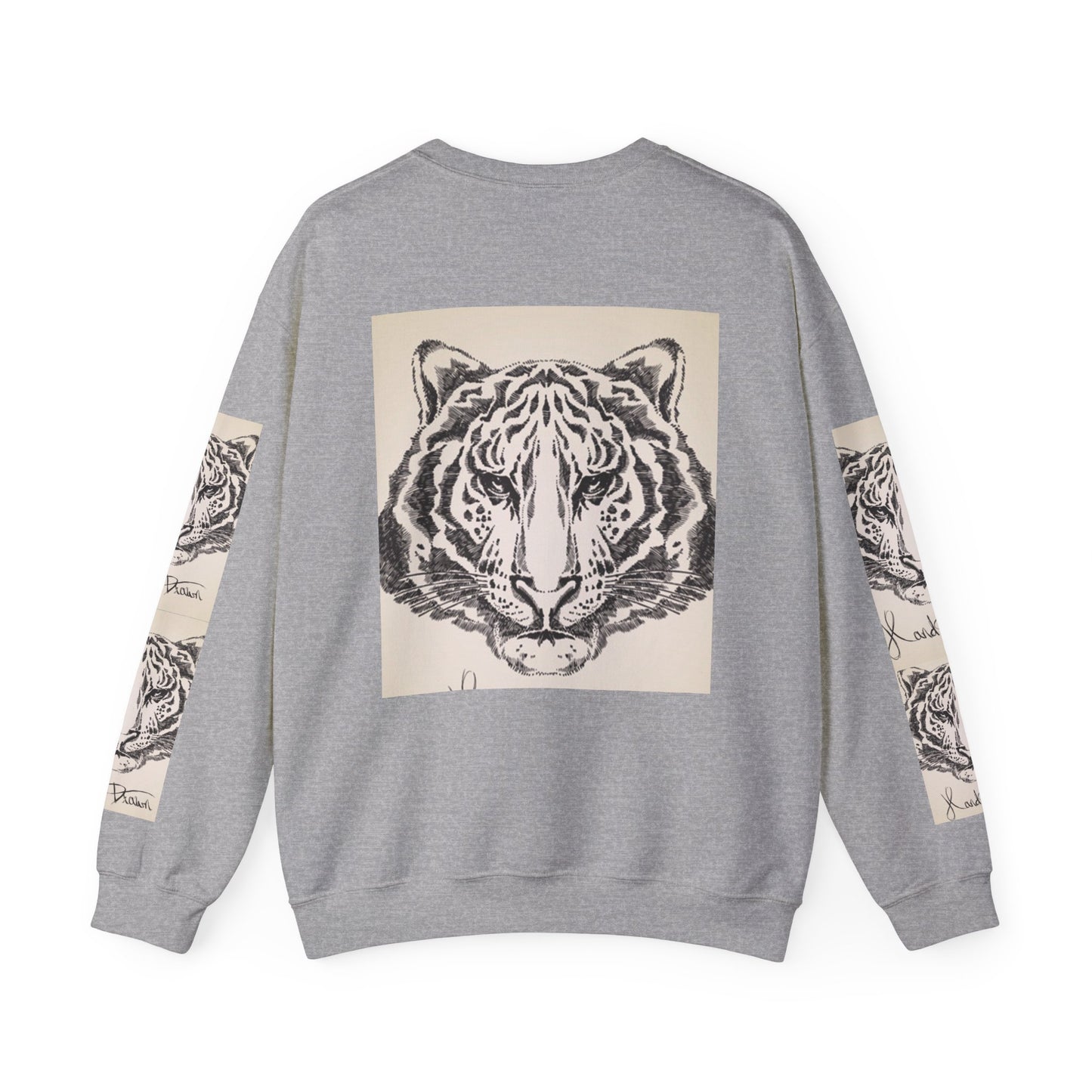 Artistic Tiger Print Crewneck Sweatshirt – Unisex Heavy Blend