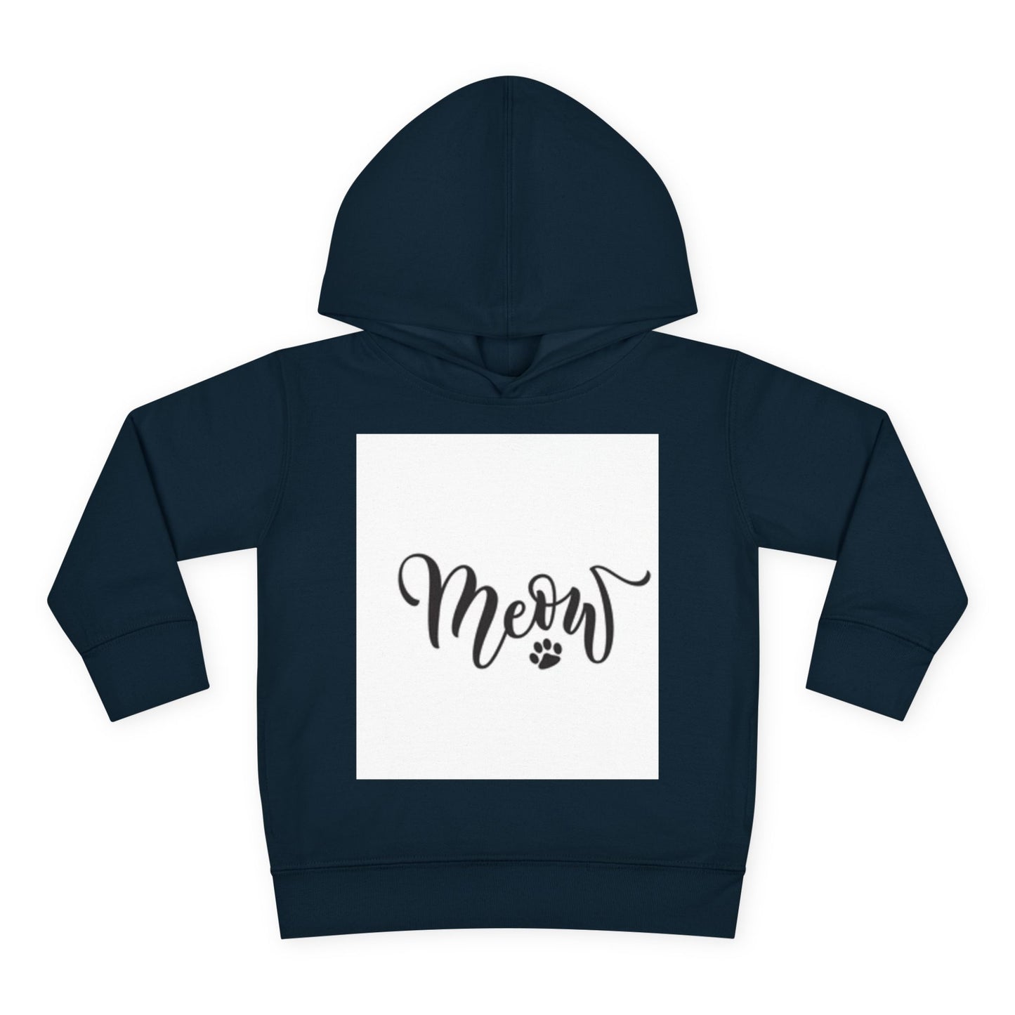 Cute Toddler Pullover Fleece Hoodie - 'Meow' Cat Design