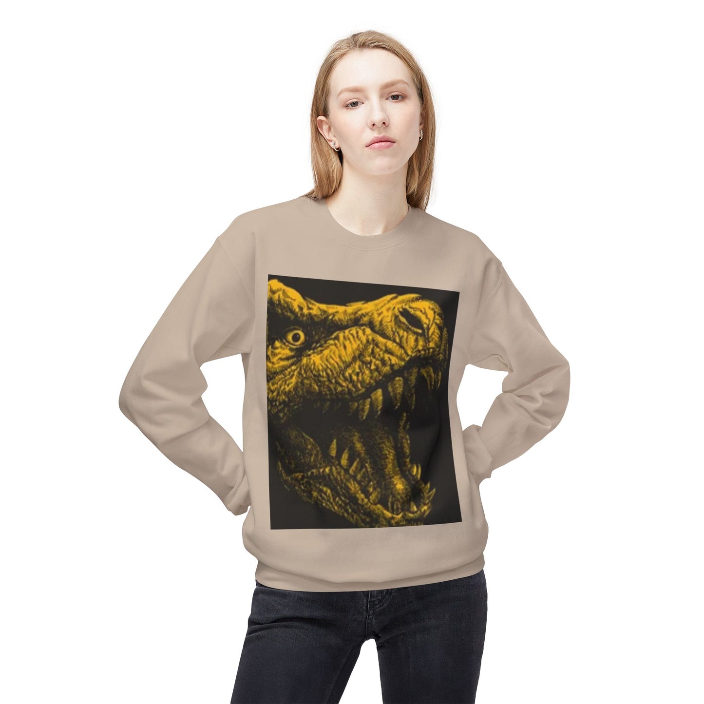 Unisex Dinosaur Graphic Sweatshirt - Cozy Midweight Crewneck