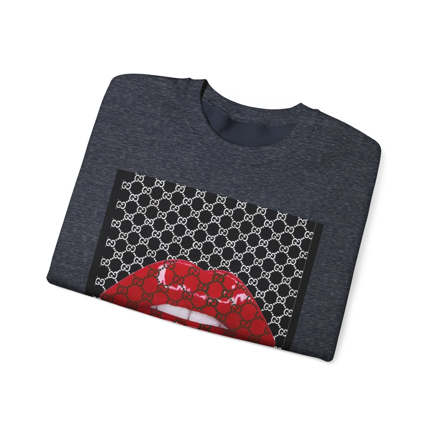 Trendy Unisex Graphic Crewneck Sweatshirt with Lip Design