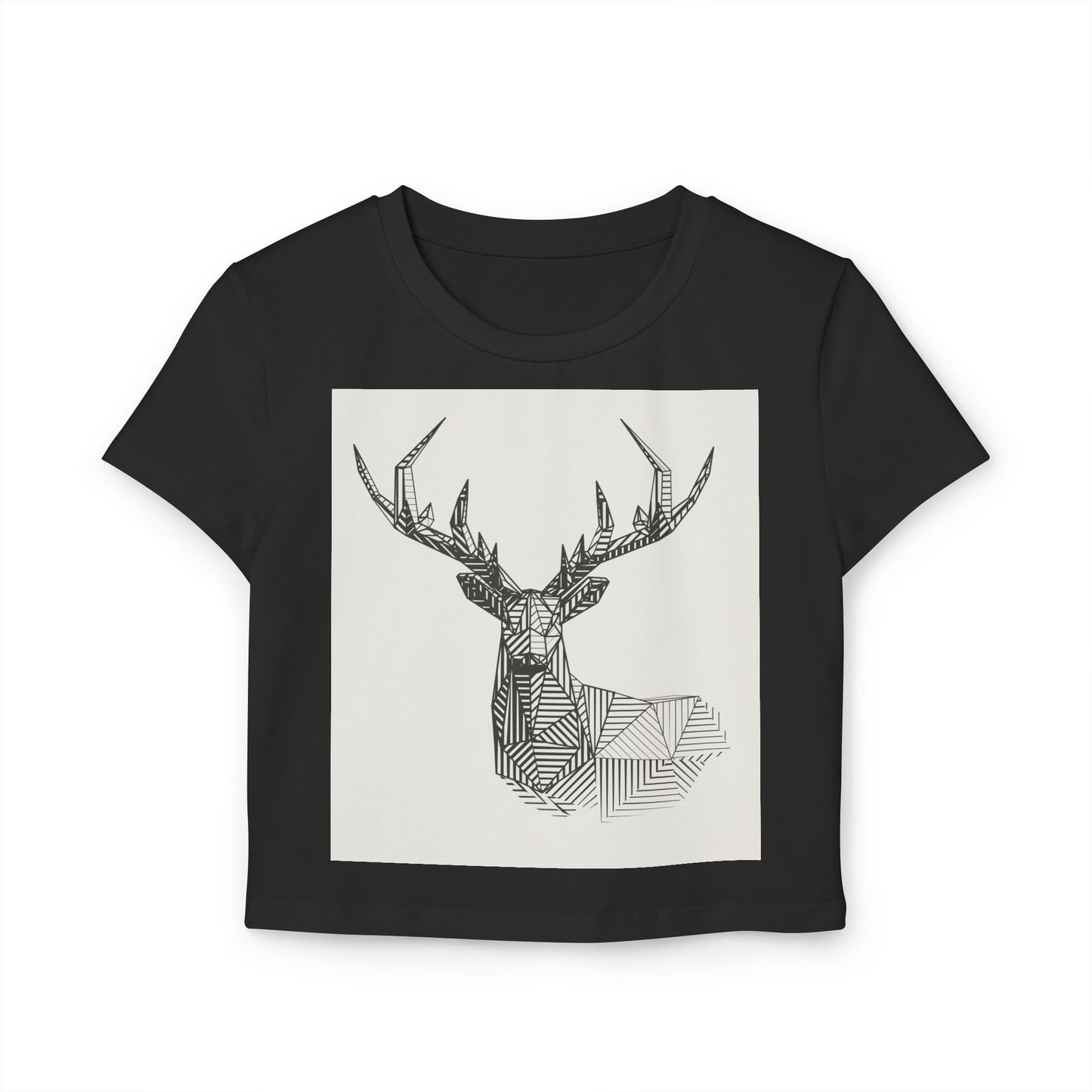 Artistic Deer Women's Baby Tee - Nature-Inspired Graphic Top