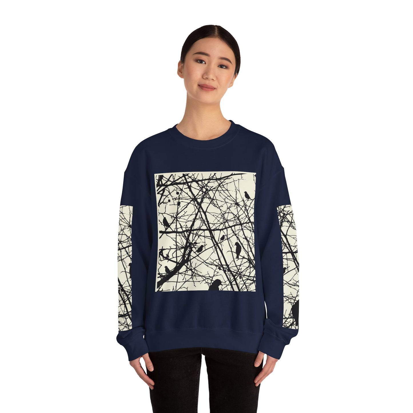 Nature-Inspired Unisex Crewneck Sweatshirt with Bird Print